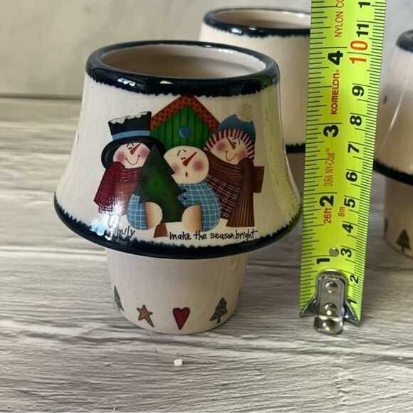 New Crazy Mountain Holiday Candle Votive Holders Snowman Winter Theme Set of 3 - Picture 8 of 9